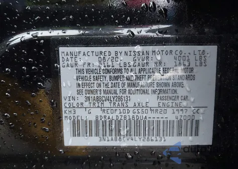 2020 Nissan Sentra Sv Xtronic Cvt z USA, uszkodzony, nr VIN 3N1AB8CV4LY286131